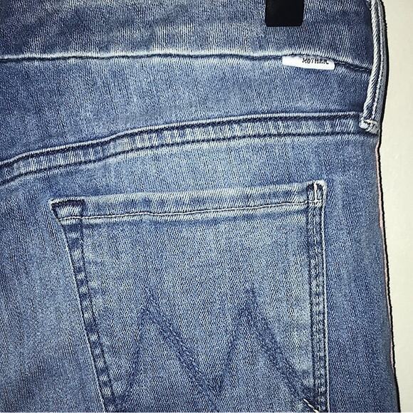 Mother Looker Ankle Fray Jeans in Light Wash Side Stripe Blue Pink Size 29 - Picture 7 of 11